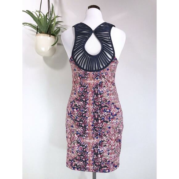 Free People Digital Damsel Bodycon Caged Back Lattice Dress Size S in Black Plum - Picture 6 of 12